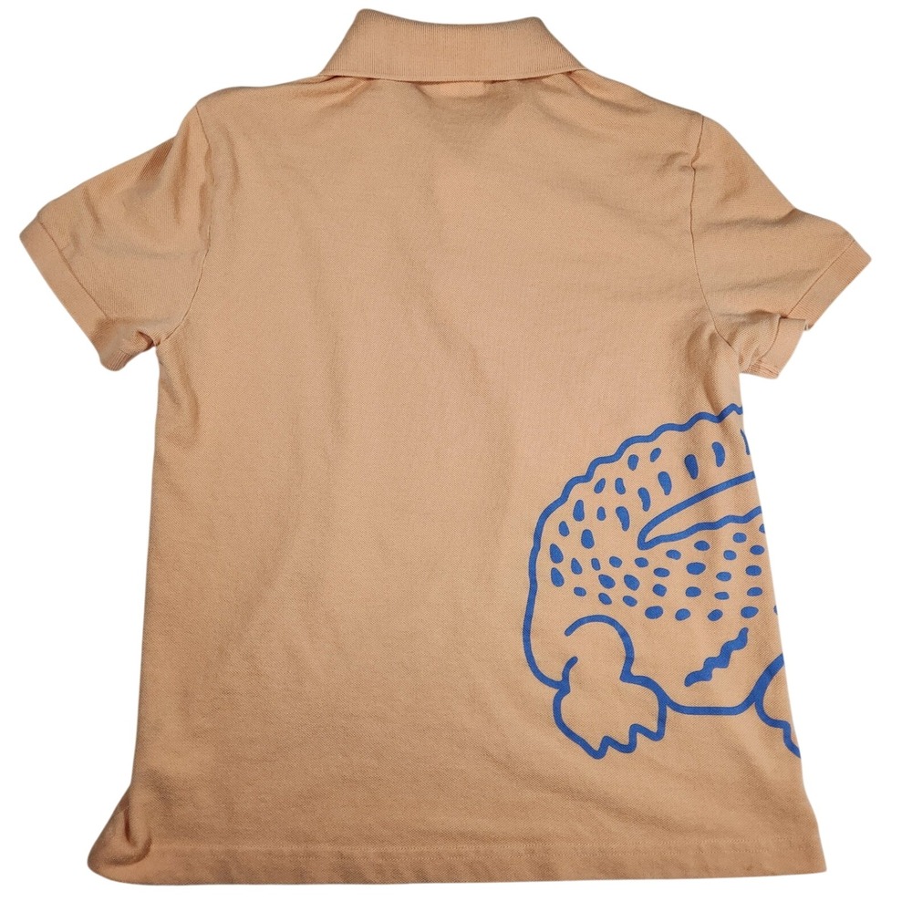 Lacoste Polo Shirt Mens Medium Peach Cotton Graphic Crocodile PH9739 Regular Fit - Picture 2 of 10
